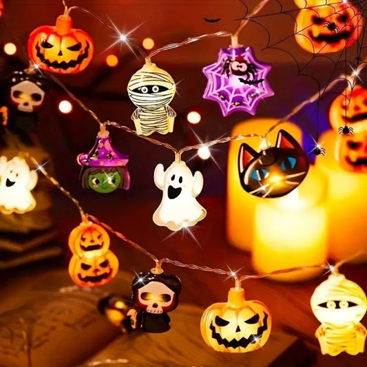 1PC 1.5M10LED/3M20LED Halloween Battery Box 8-Element Light String,Without Battery,used for Halloween,autumn harvest decoration