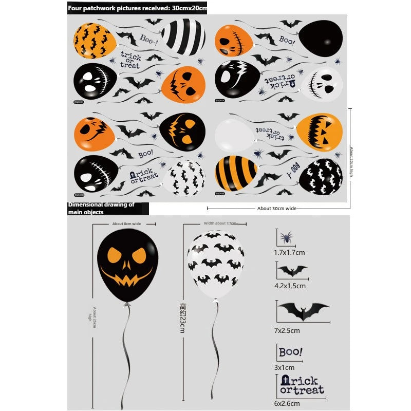 Halloween Glass Showcase Scene Decoration Ghost Zombies Pumpkin Spiders Electrostatic Window Stickers Halloween Party Decoration