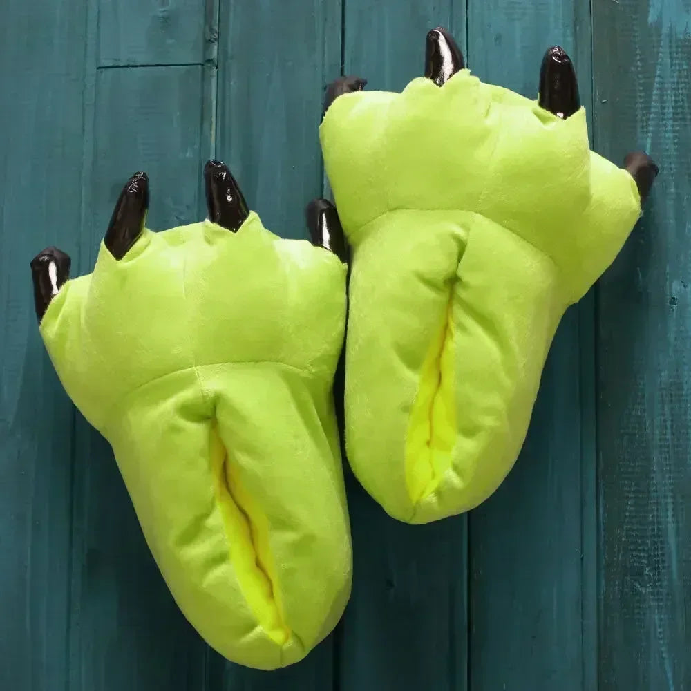 2025 Winter Warm Soft Indoor Floor Slippers Women Men Children Shoes Paw Funny Animal Christmas Monster Dinosaur Claw Plush Home