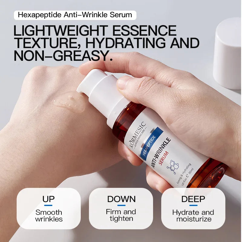 Hexapeptide Radiance-Boosting Face Serum Anti Wrinkle Whitening Pore Essence Hydrating Dry Skin Care Hyaluronic Acid Cream