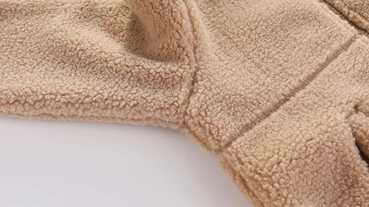 2024 Autumn/Winter New Thickened Cotton Coat Lamb Fleece Warm Hooded Color Block Coat 2-7 Year Old Outdoor Childrens Coat