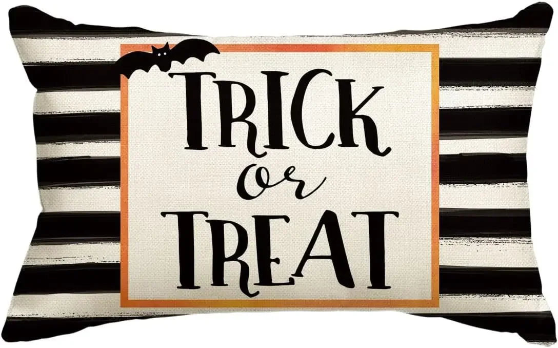 30x50cm Halloween Cushion Cover, Linen Bats Ghoast Skull Pumpkin Rectangle Pillow Covers ,Cushion Cases for Home Sofa Chair
