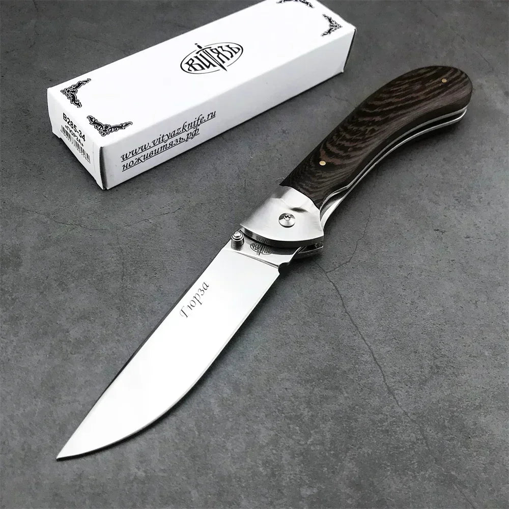 New Russian Style Manual Pocket Knife Flipper Blade Outdoor Hunting Tools Sharp Blade Wood Handle Folding Knife Survival Gear
