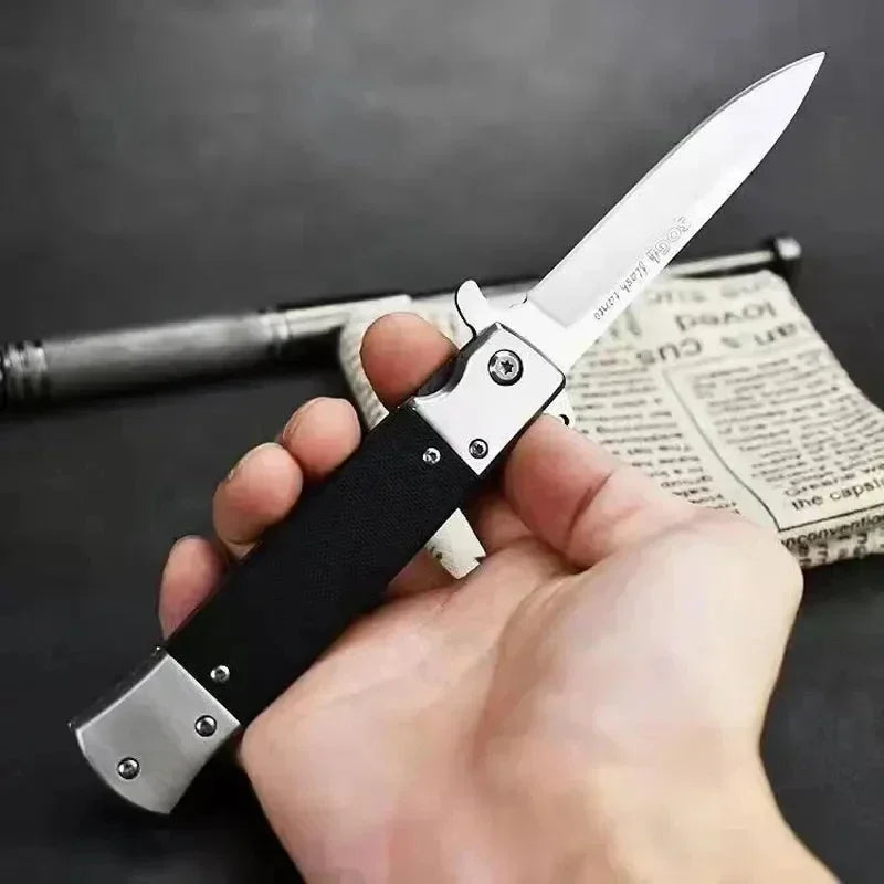 Outdoor portable foldable stainless steel outdoor high hardness tactical multi-purpose quick opening self-defense knife