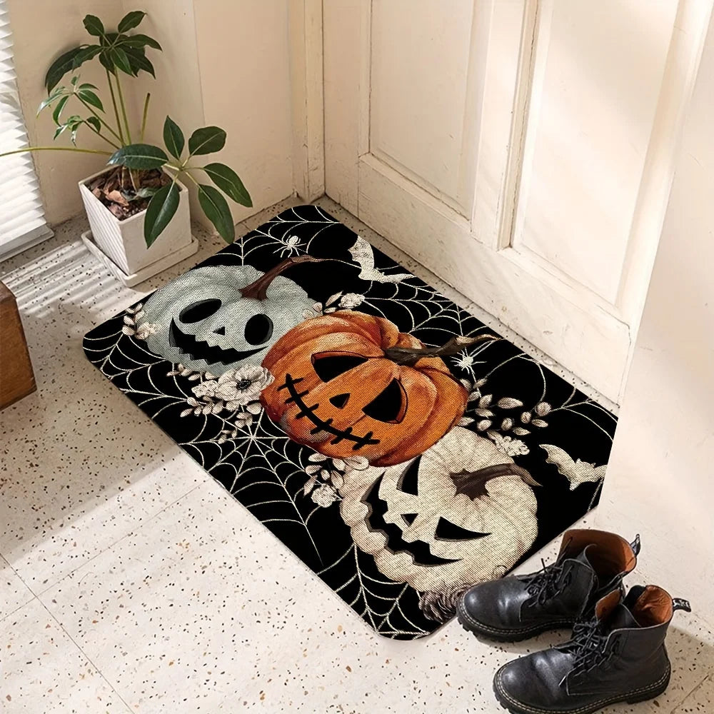 VIKAMA Halloween Spooky Pumpkin Face Carpet Home Decor, Soft, Absorb-Water, Entry Door,  Bathroom Non-Slip, Dirt-Proof Floor Mat