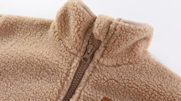 2024 Autumn/Winter New Thickened Cotton Coat Lamb Fleece Warm Hooded Color Block Coat 2-7 Year Old Outdoor Childrens Coat