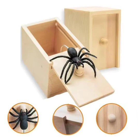 Funny Surprise Joke Prank Happy Box Wooden Spider Box Toys Christmas Scary Toys Target Adult Boy Halloween Festival Party Props