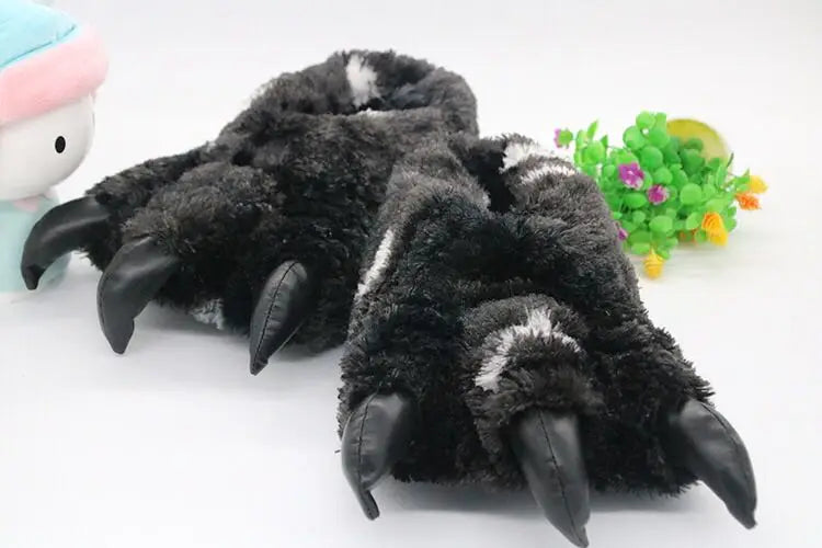 Animals Beast Claw Shoes Slides for Men Fun Chunky Fuzzy Slippers Male Plush Warm Bear Paw Lovers Funny slippers