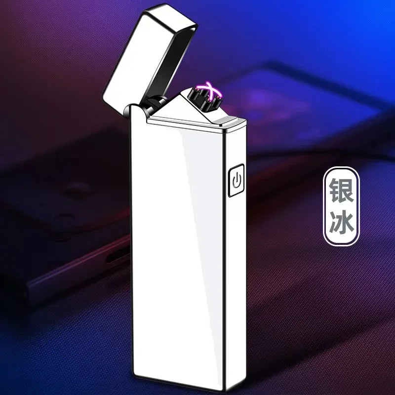 New Electronic Windproof Double Arc Pulse Flameless Lighter USB Charging Cigar Outdoor Lighter Cigarette Accessories Men's Gift