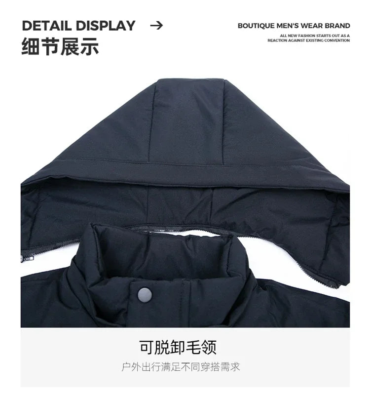 Mens Winter Jacket Windproof Men Thick Warm Gift For Father Husband Parka Windproof Parkas New Fashion Fleece Hooded Winter Coat