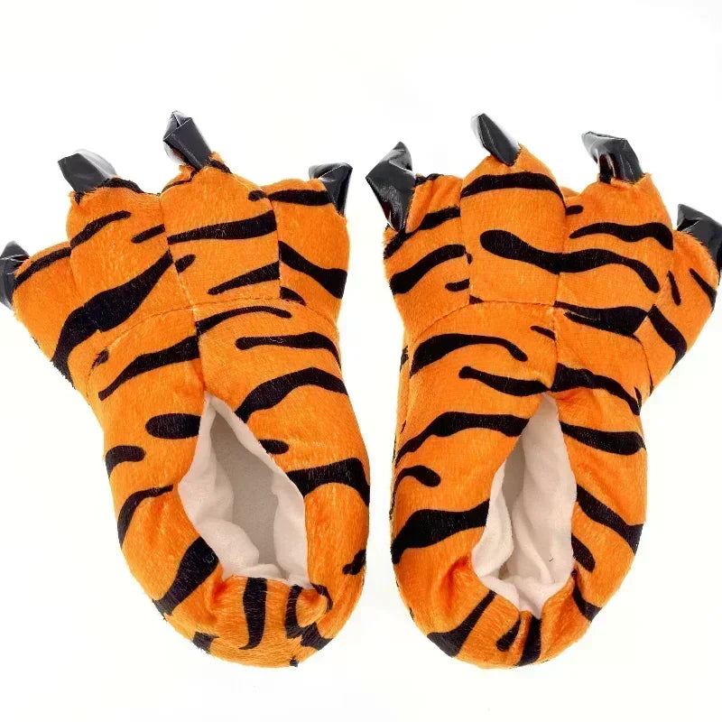 2025 Winter Warm Soft Indoor Floor Slippers Women Men Children Shoes Paw Funny Animal Christmas Monster Dinosaur Claw Plush Home