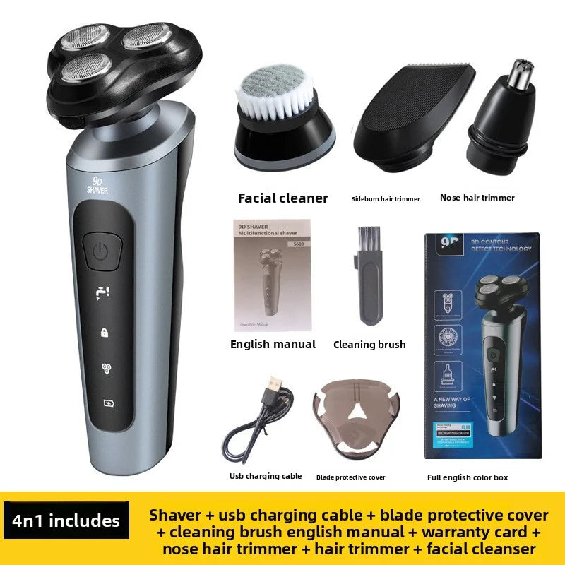 New 9D electric shaver USB car mounted high-power full body washing beard knife four in one charging shaver