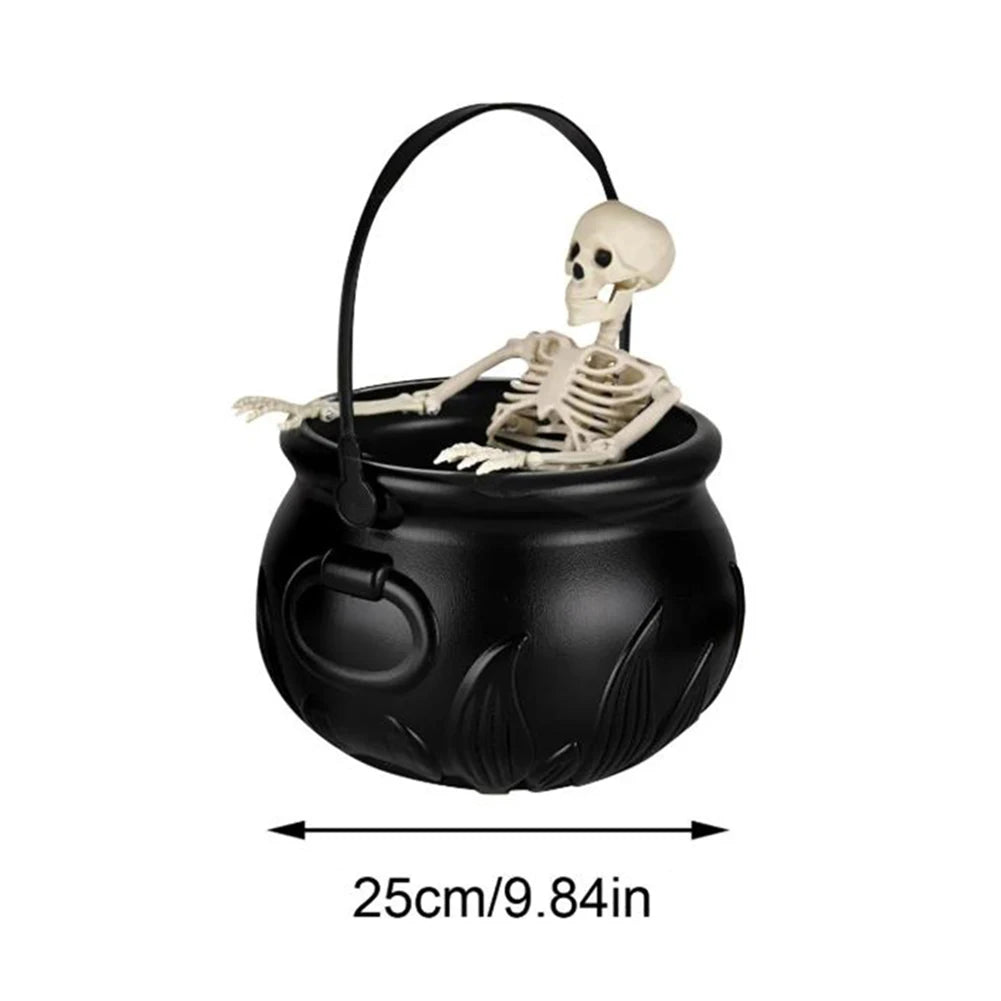 Halloween WitchCauldron with LED Light and Fog Mist Maker Skeleton Decor for Spooky Hocus Pocus Party Home Halloween Party
