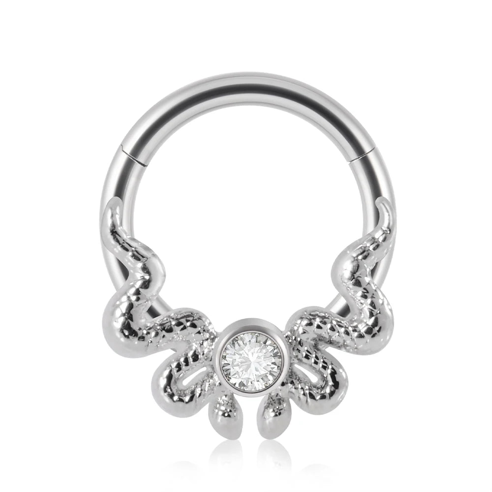 1piece Surgical Steel Micro Zircon Nose Hinged Ring Forward Septum Clicker Ear Cartilage Tragus Body Jewelry 16G