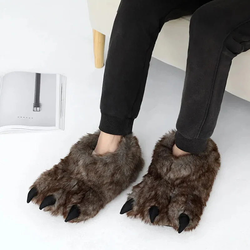 Top Qulaity Man slippers Plus Size 36-45 Creative Zebra pattern Paw Shoes Unisex Warm winter woman slipper