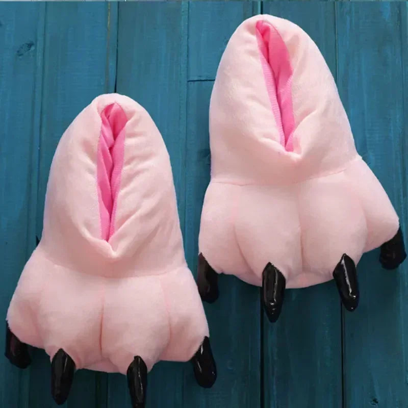 2025 Winter Warm Soft Indoor Floor Slippers Women Men Children Shoes Paw Funny Animal Christmas Monster Dinosaur Claw Plush Home