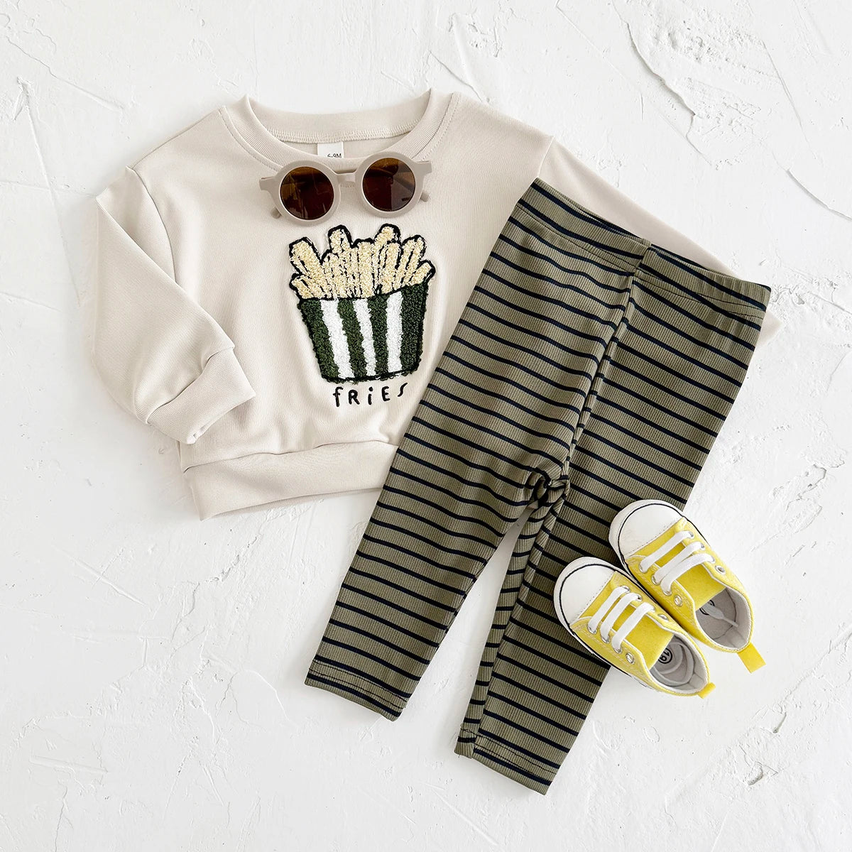 Infant Baby Boys Girls Sets Kids 2Pcs Cartoon Embroidery Long Sleeve Top+Pants Cotton SportsSuit Spring Autumn Toddler Outfit
