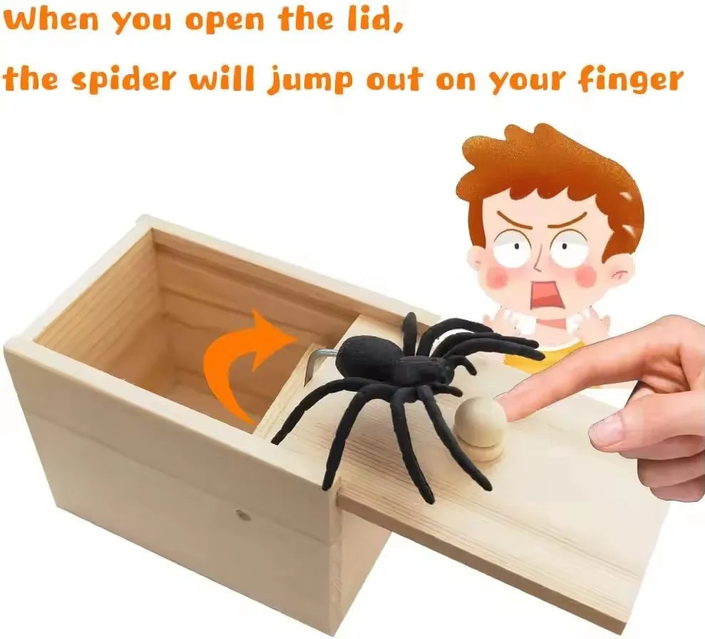 Funny Surprise Joke Prank Happy Box Wooden Spider Box Toys Christmas Scary Toys Target Adult Boy Halloween Festival Party Props