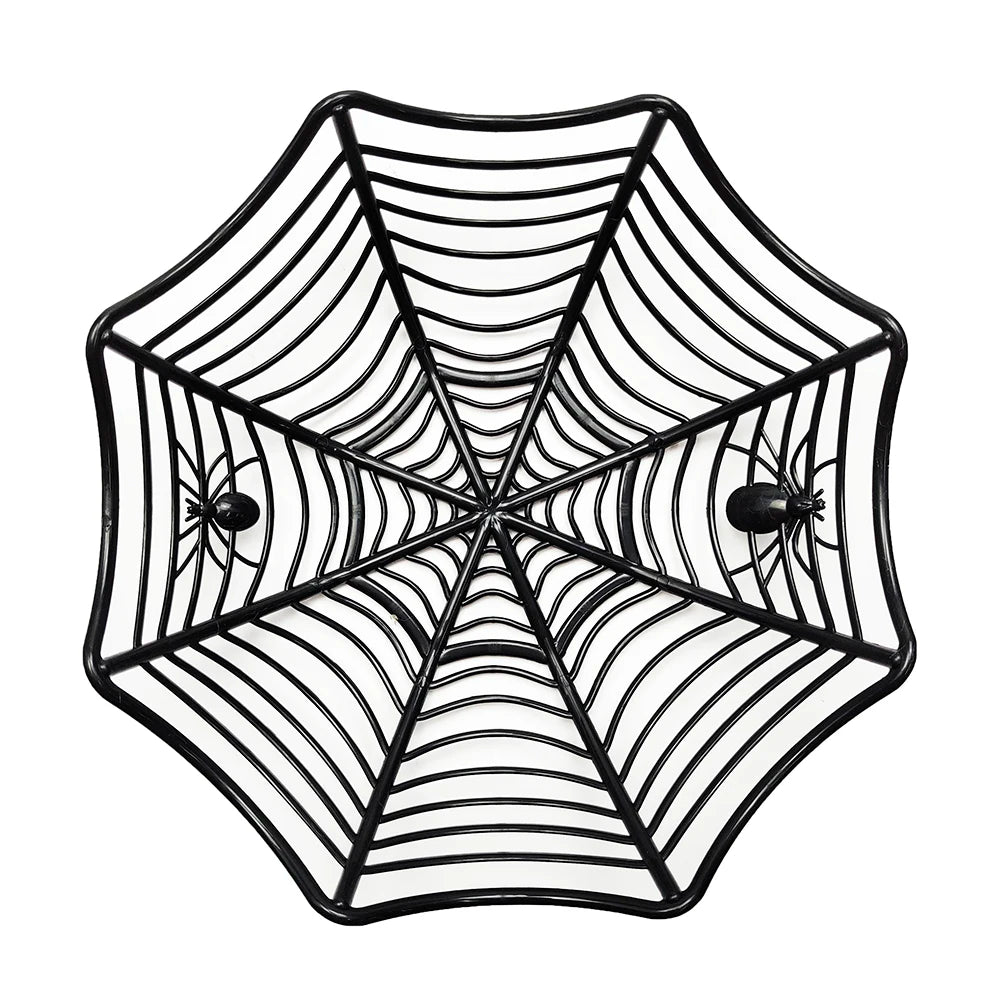 Halloween Candy Basket Plastic Spider Web Fruit Plate Black Biscuit Snack Basket Trick or Treat Halloween Decoration 2024