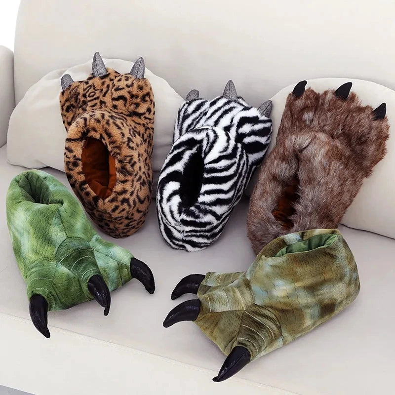 Top Qulaity Man slippers Plus Size 36-45 Creative Zebra pattern Paw Shoes Unisex Warm winter woman slipper