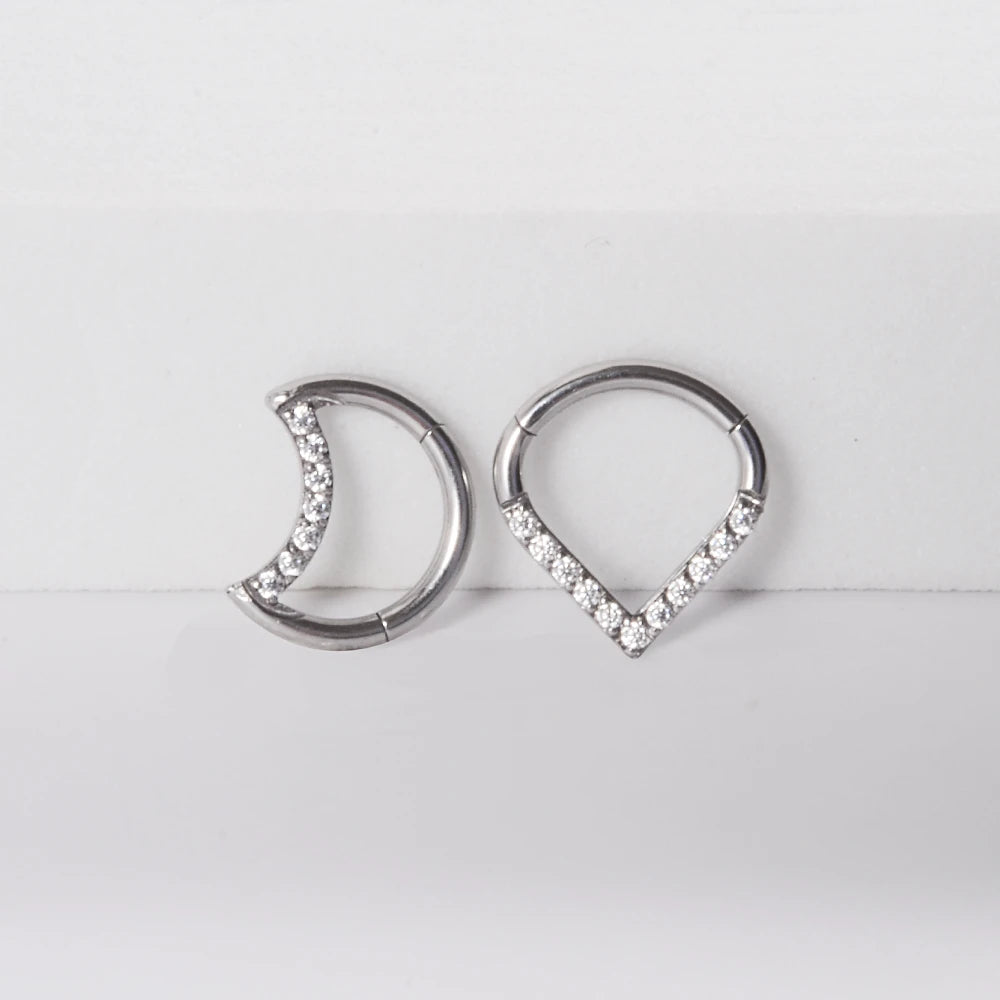 1piece Surgical Steel Micro Zircon Nose Hinged Ring Forward Septum Clicker Ear Cartilage Tragus Body Jewelry 16G