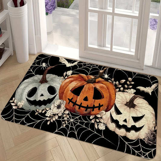 VIKAMA Halloween Spooky Pumpkin Face Carpet Home Decor, Soft, Absorb-Water, Entry Door,  Bathroom Non-Slip, Dirt-Proof Floor Mat