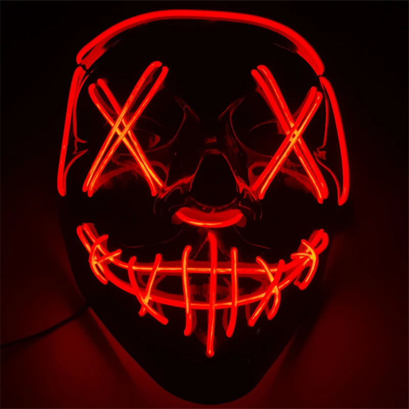 1pc Wireless Halloween Neon LED Purge Mask Masque Masquerade Party Masks Light Grow in the Dark Glowing Masker