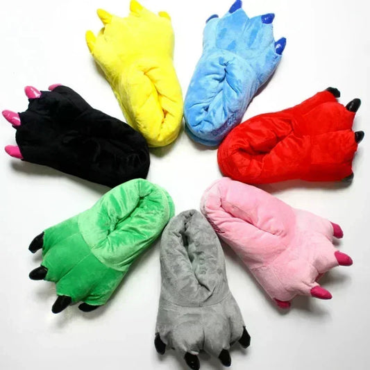 2025 Winter Warm Soft Indoor Floor Slippers Women Men Children Shoes Paw Funny Animal Christmas Monster Dinosaur Claw Plush Home