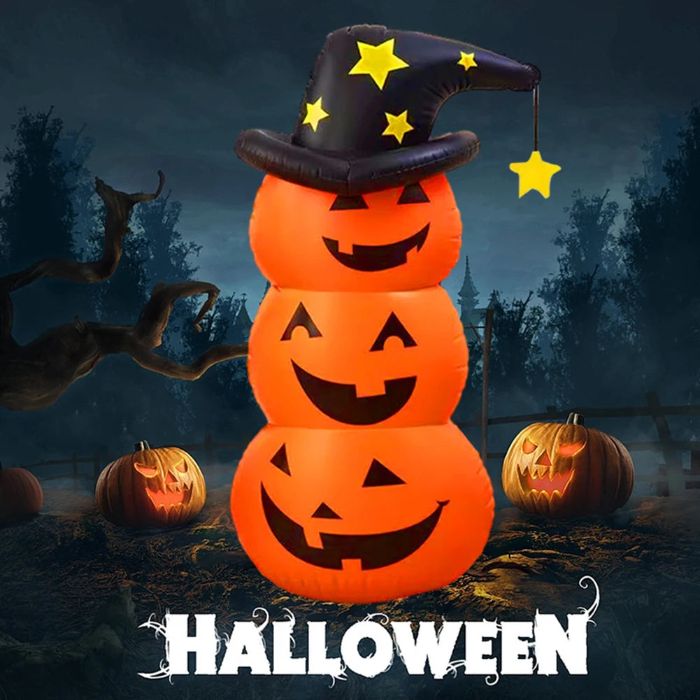 Halloween Standing Inflatable Pumpkin Windproof Inflatable Pumpkin Ghost Horror Festival Theme Indoor Outdoor Garden Decorations