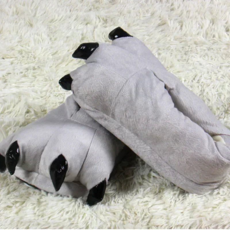 2025 Winter Warm Soft Indoor Floor Slippers Women Men Children Shoes Paw Funny Animal Christmas Monster Dinosaur Claw Plush Home