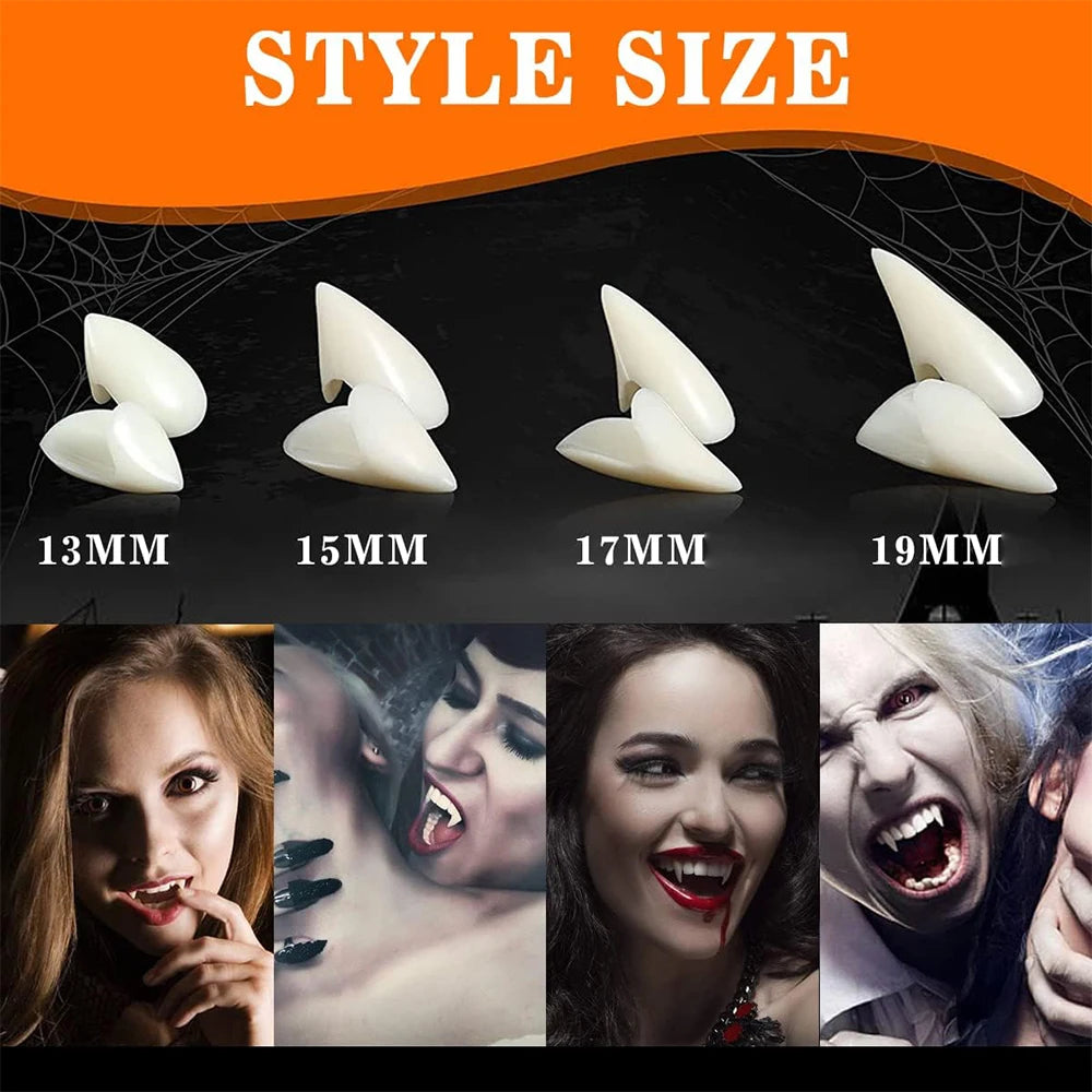 Vampire Teeth Fangs Cosplay Denture With Adhesive for Halloween Costume Prop False Teeth Horror Halloween Party Decoration Favor