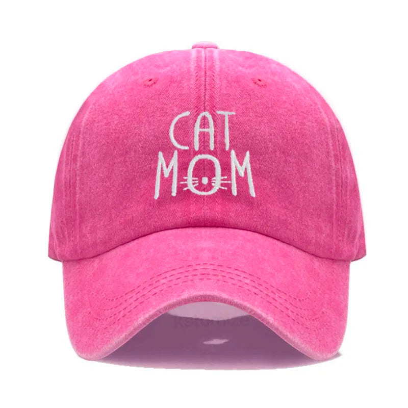 Washed Cotton Baseball Cap for Men & Women Unisex CAT MOM Embroidery  Sun Protection Hat Outdoor Sports Wholesale & Dropshipping