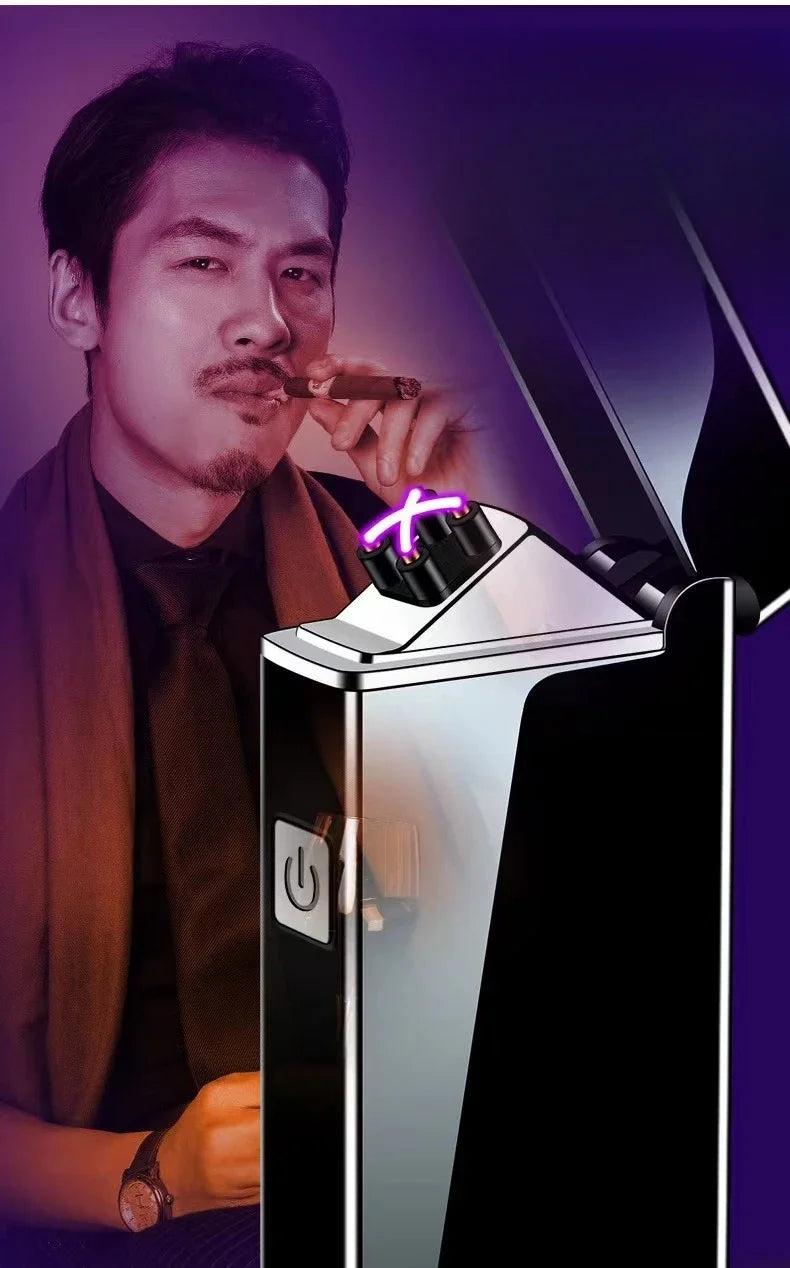 New Electronic Windproof Double Arc Pulse Flameless Lighter USB Charging Cigar Outdoor Lighter Cigarette Accessories Men's Gift