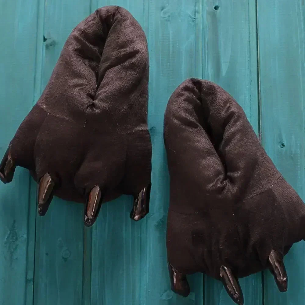 2025 Winter Warm Soft Indoor Floor Slippers Women Men Children Shoes Paw Funny Animal Christmas Monster Dinosaur Claw Plush Home