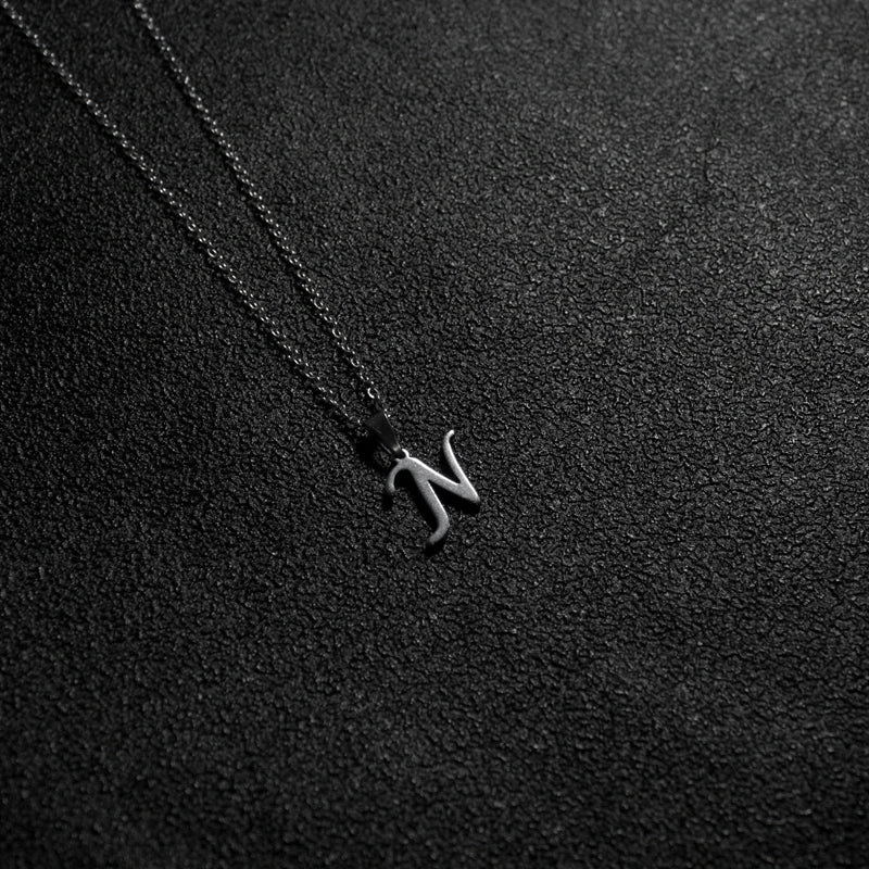 Silver Color Initial A-Z Letters Pendant Necklace for Women Men Trendy Stainless Steel Link Chain Necklaces Jewelry Gift