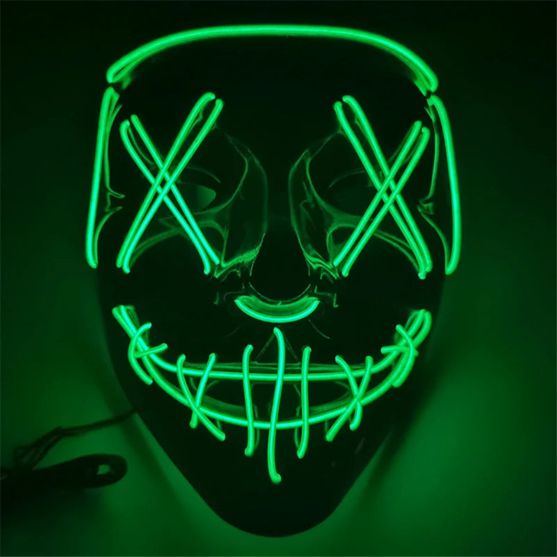 1pc Wireless Halloween Neon LED Purge Mask Masque Masquerade Party Masks Light Grow in the Dark Glowing Masker
