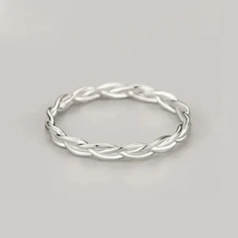 2025 Metal Silver Color Women Finger-ring Twist Design Simple Stylish Female Rings Daily Wear Temperament Jewelry Drop Ship