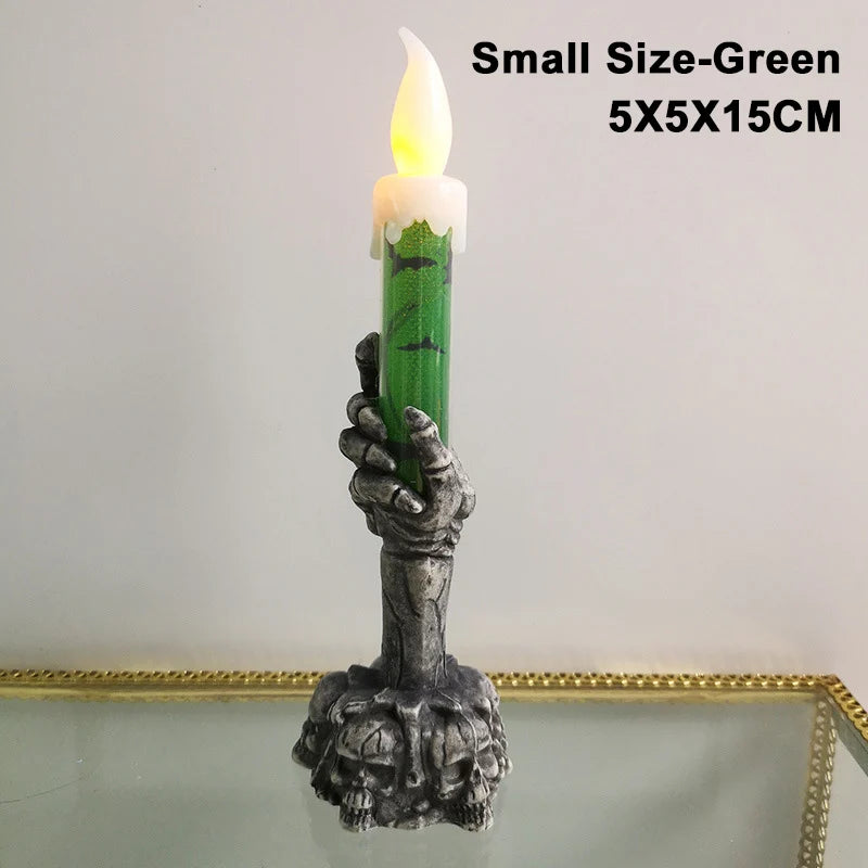 Halloween Skull Candlestick Led Light Skull Ghost Hand Flameless Candle Light Party Bar Decoration Halloween