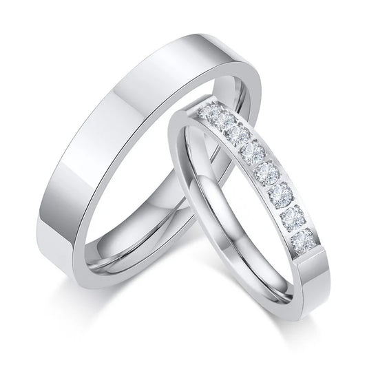Silver Color Wedding Ring for Men Women,Never Fade Stainless Steel Engagement Ring,Stylish Couple Ring Gift