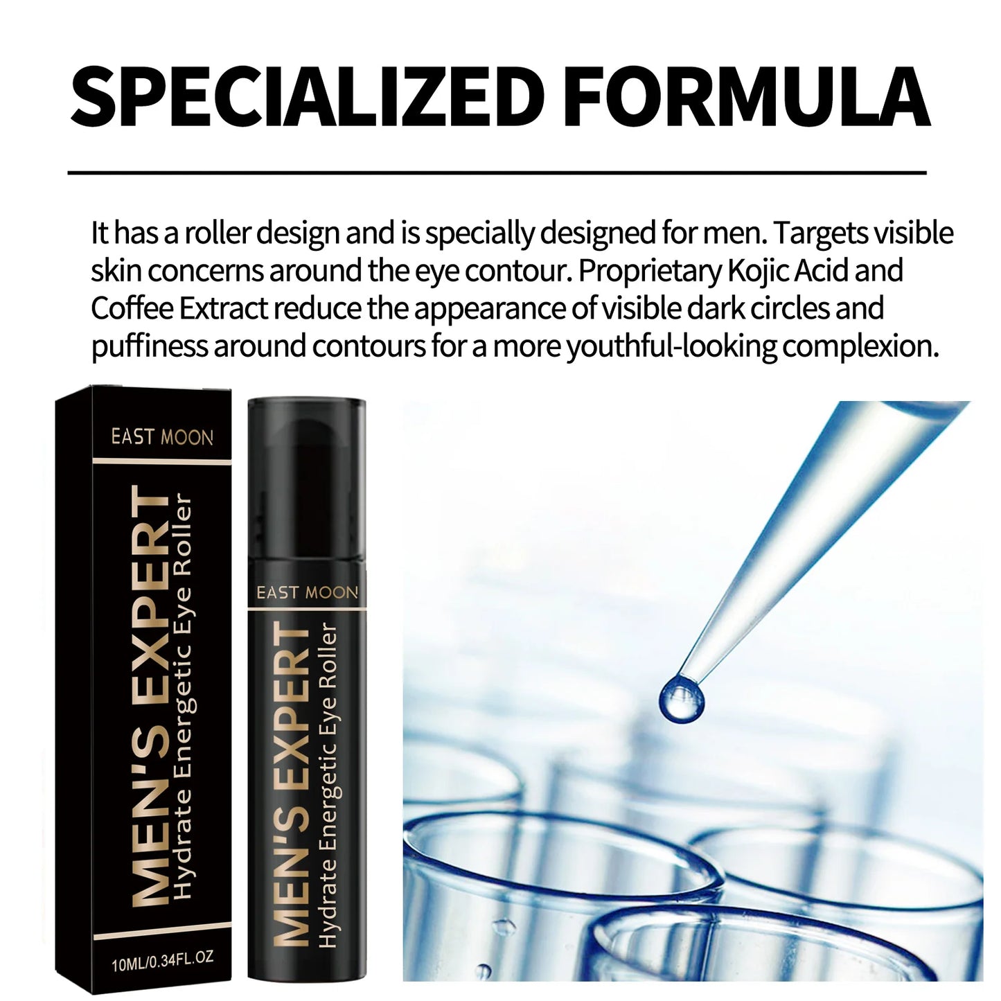 Men's Eye Cream Roller Deep Moisturize Firming Fade Fine Line Removal Black Circles Anti-Puffiness Firming Lifting Eye Care Crea