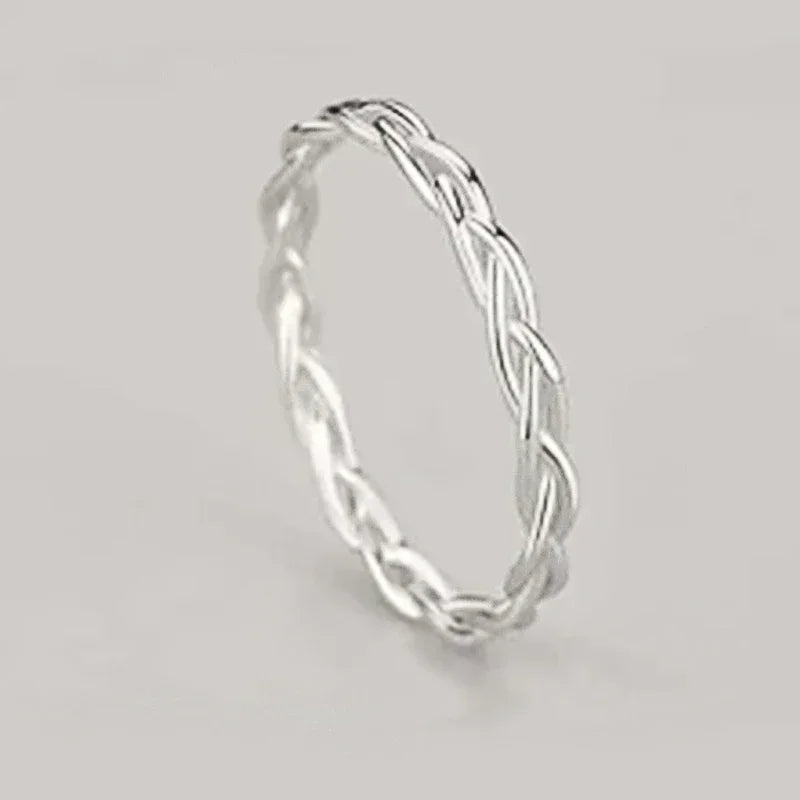 2025 Metal Silver Color Women Finger-ring Twist Design Simple Stylish Female Rings Daily Wear Temperament Jewelry Drop Ship