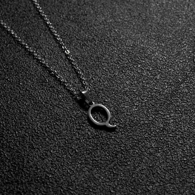 Silver Color Initial A-Z Letters Pendant Necklace for Women Men Trendy Stainless Steel Link Chain Necklaces Jewelry Gift