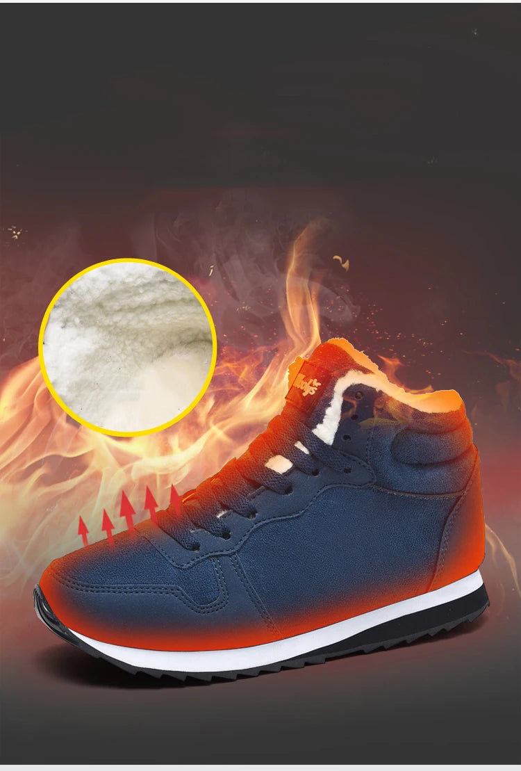 Men Boots Waterproof Winter Boots Men Lightweight Hight Top Plus 48 No Slip Warm Snow Boots Plush Women Footwear Leather Shoes