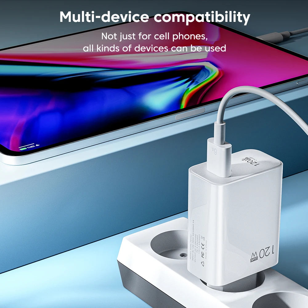 GAN 120W USB Charger Fast Charging Type C Cable Mobile Phone Chargers For Huawei Samsung Xiaomi 12 Quick Charge 5.0 USB C Cable