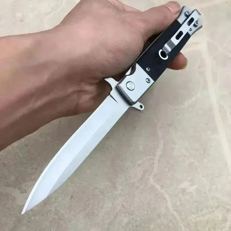 Outdoor portable foldable stainless steel outdoor high hardness tactical multi-purpose quick opening self-defense knife