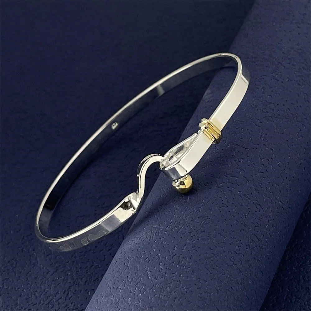 Fashion Silver Color Simple Bangle Men and Women Fashion Jewelry Birthday Party Gift Jewelry