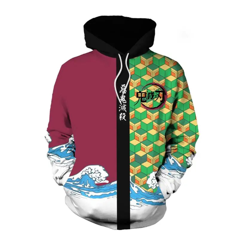 Anime Demon Slayer Kimetsu No Yaiba 3D Hoodie Sweatshirts Agatsuma Zenitsu Tomioka Giyuu Cosplay Men Coat Outfit