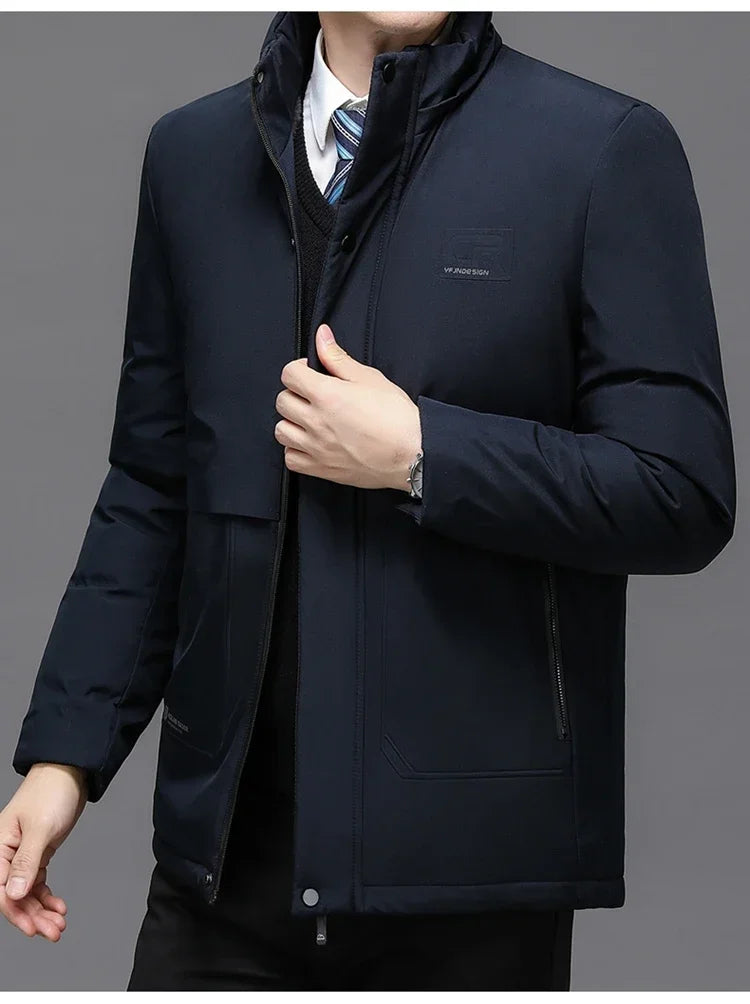 Mens Winter Jacket Windproof Men Thick Warm Gift For Father Husband Parka Windproof Parkas New Fashion Fleece Hooded Winter Coat