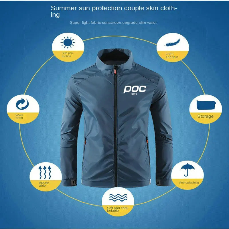 Moto Poc Summer Men Windproof Waterproof Cycling Jacket MTB Bicycle Clothing Windbreaker Anti-UV Mountain Bike Coat Fishing Wear