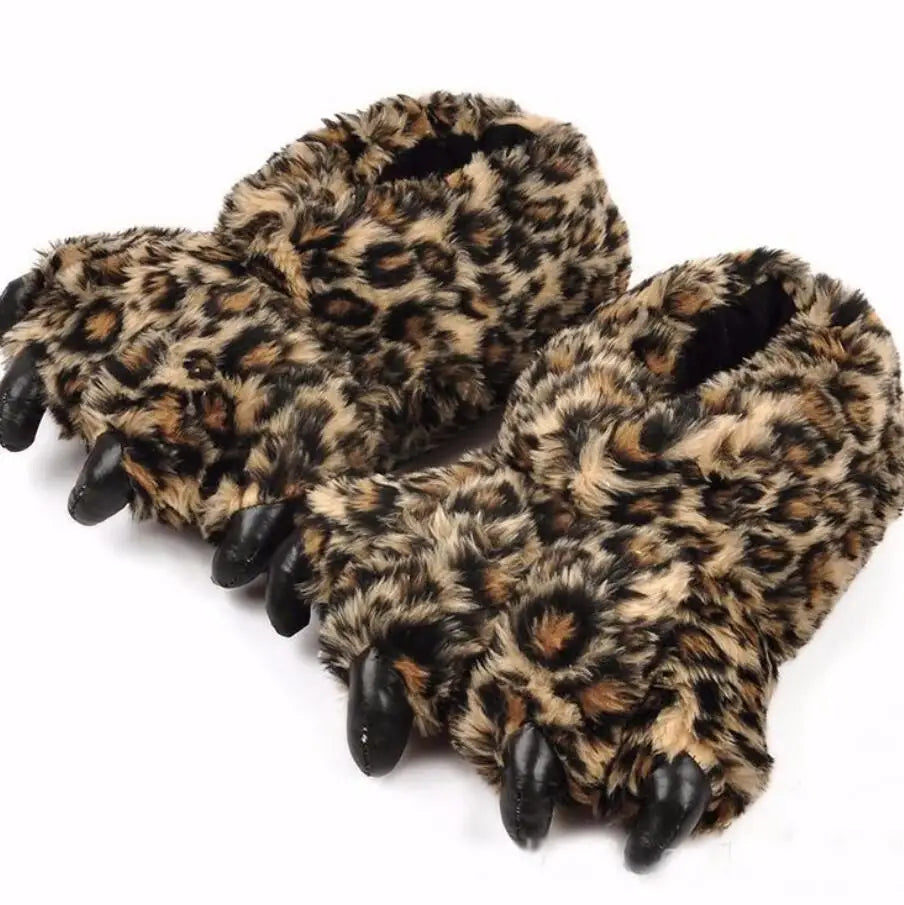 Animals Beast Claw Shoes Slides for Men Fun Chunky Fuzzy Slippers Male Plush Warm Bear Paw Lovers Funny slippers